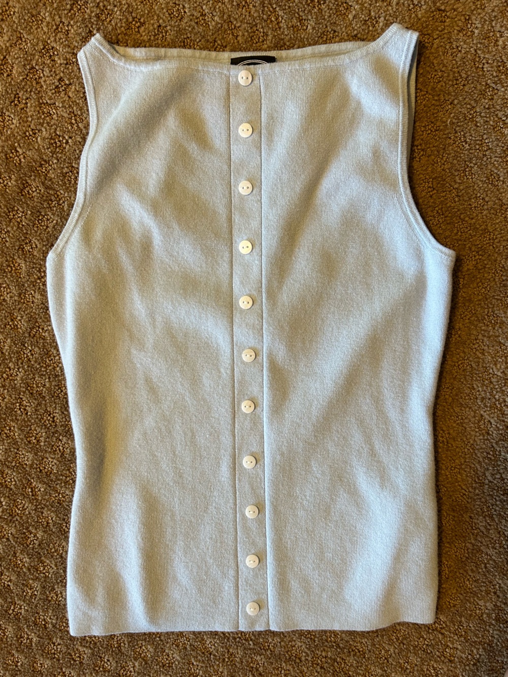 Sleeveless Button-Back Knit Top in Light Blue